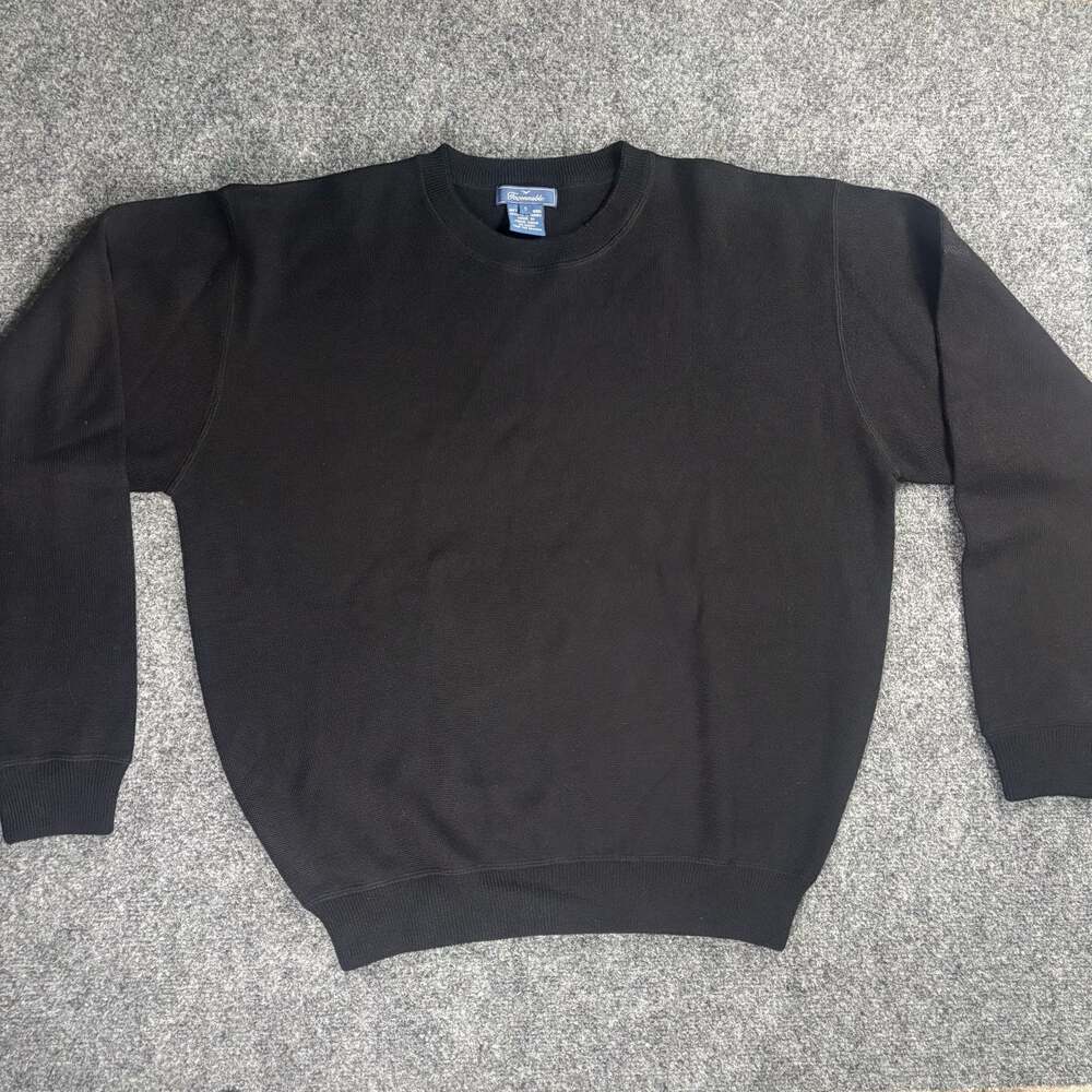 Faconnable 100% Wool Black Crewneck Sweater Size S